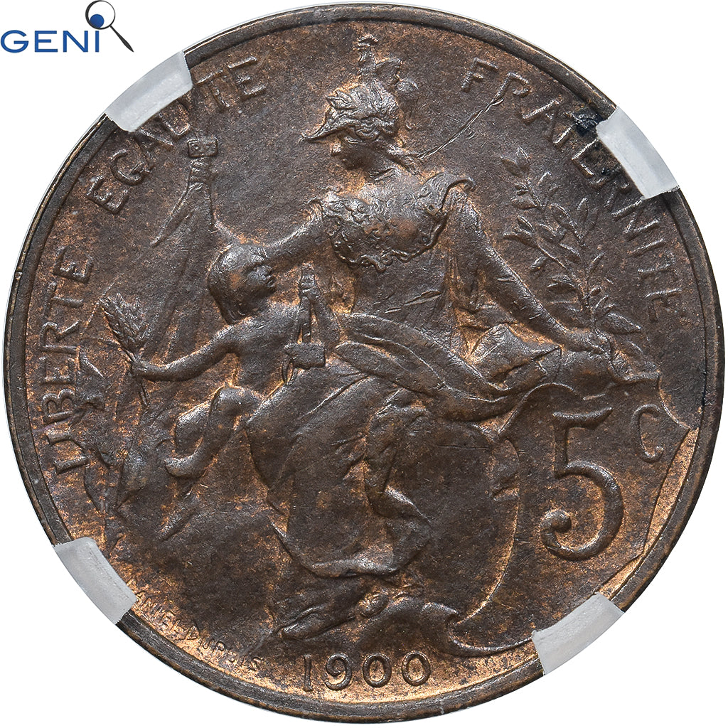 Coin, France, Dupuis, 5 Centimes, 1900, Paris, GENI, MS64BR, Bronze, KM:842