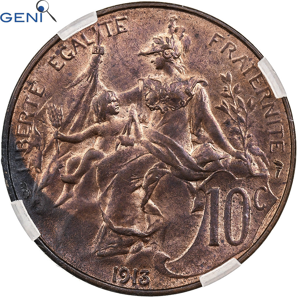 Coin, France, Dupuis, 10 Centimes, 1913, Paris, GENI, MS62RB, Bronze, KM:843