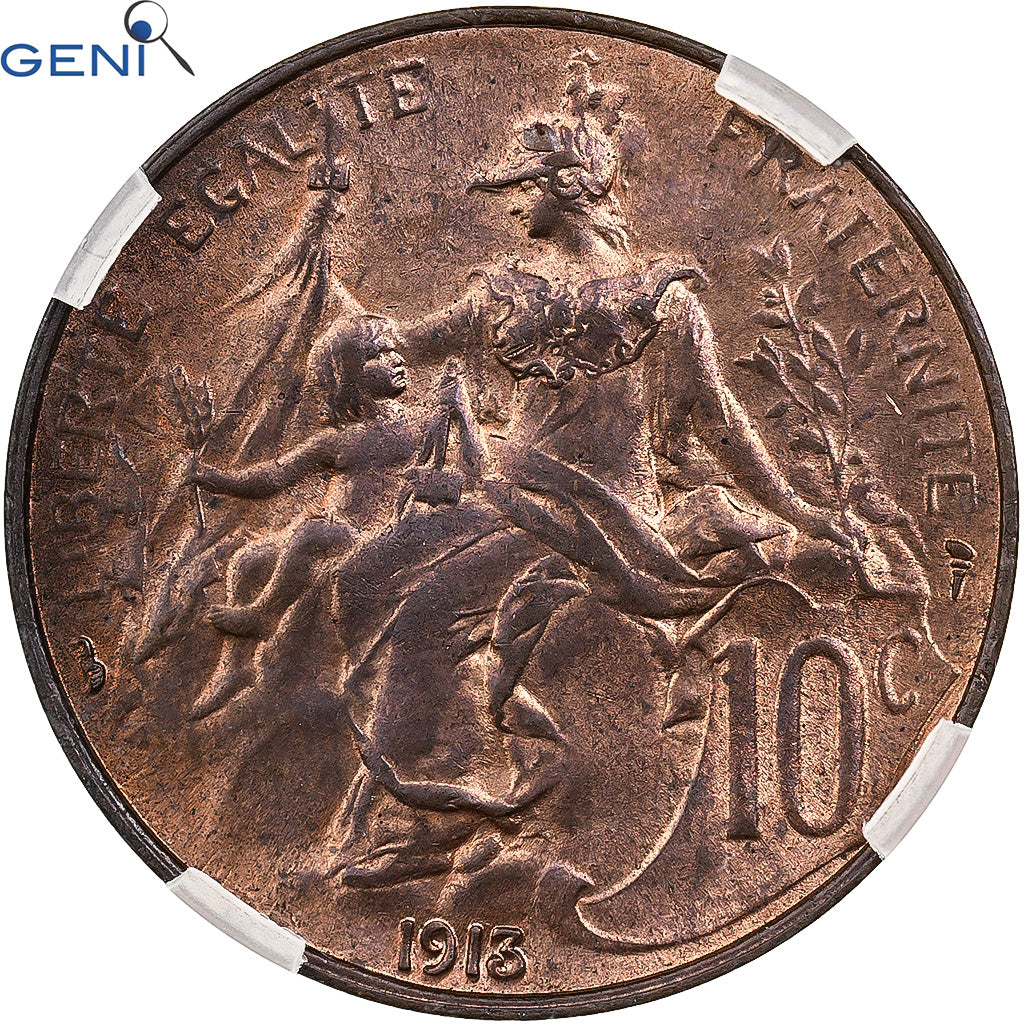 Coin, France, Dupuis, 10 Centimes, 1913, Paris, GENI, MS63RB, Bronze, KM:843