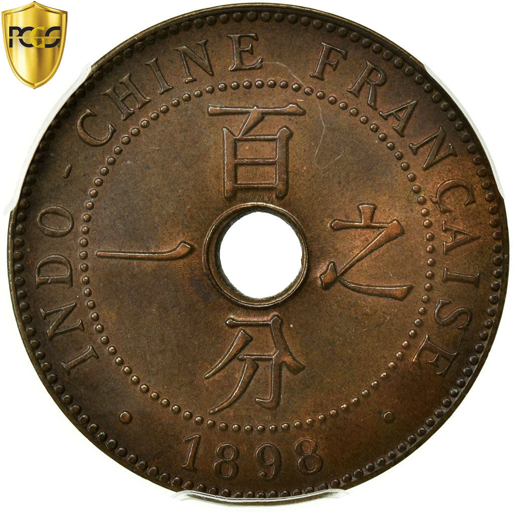Moneta, INDOCINA FRANCESE, Cent, 1898, Paris, PCGS, MS63BN, Bronzo, KM:8