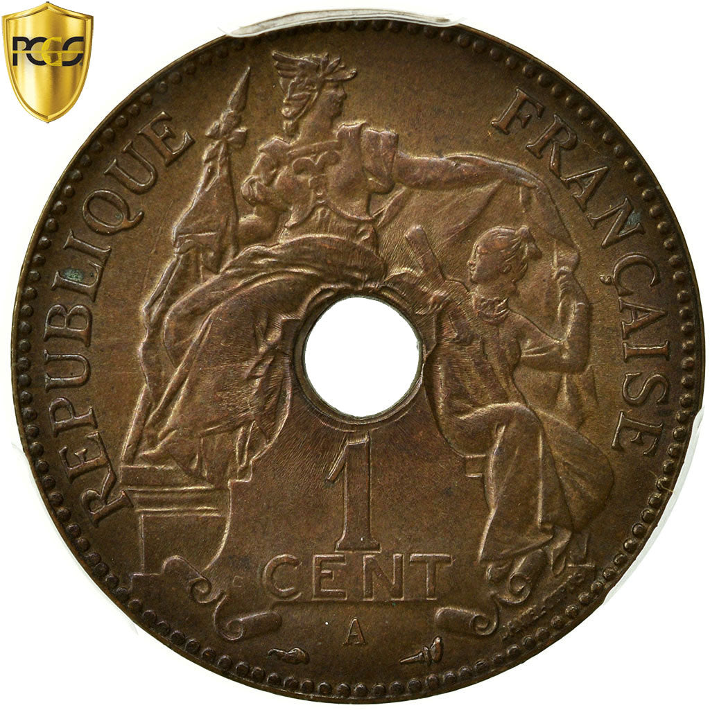 Moneta, INDOCINA FRANCESE, Cent, 1898, Paris, PCGS, MS63BN, Bronzo, KM:8