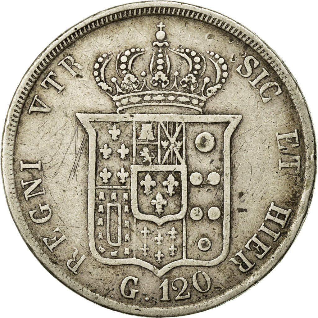 Monnaie, États italiens, NAPLES, Ferdinando II, 120 Grana, 1848, TB+, Argent