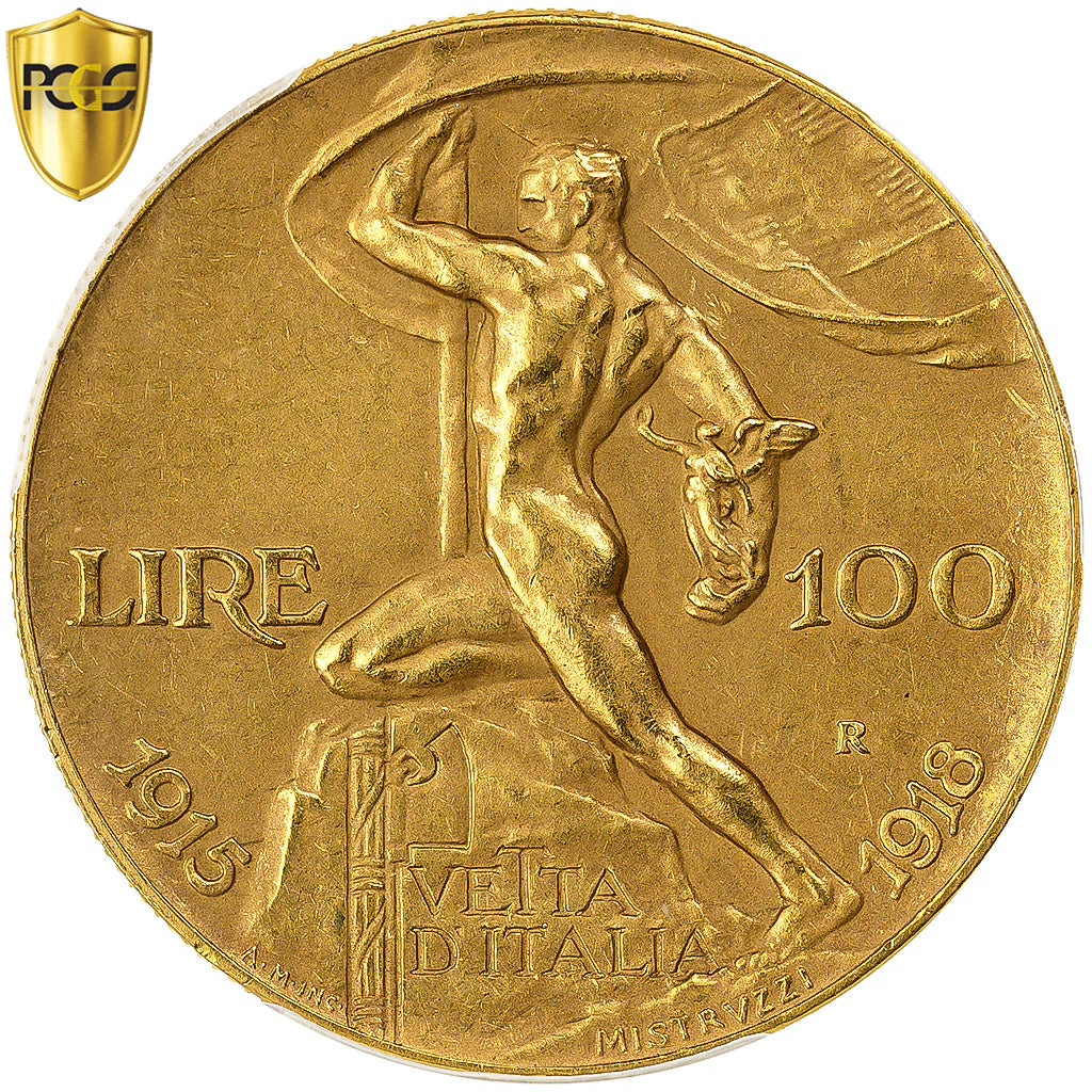 Italien, Vittorio Emanuele III, 100 Lire, 1925, Rome, Gold, PCGS, AU58, KM:66
