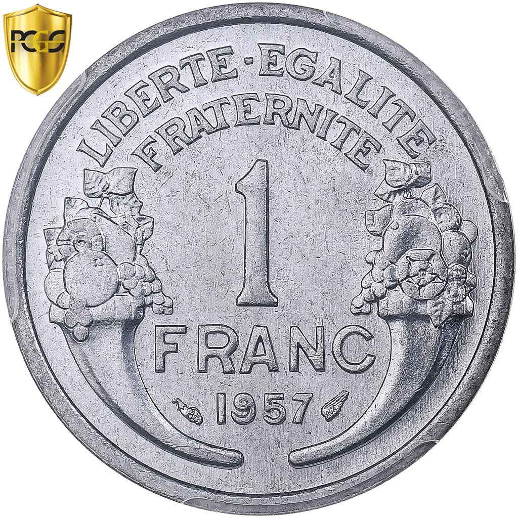Frankreich, Franc, Morlon, 1957, Paris, Aluminium, PCGS, MS65, Gadoury:473b