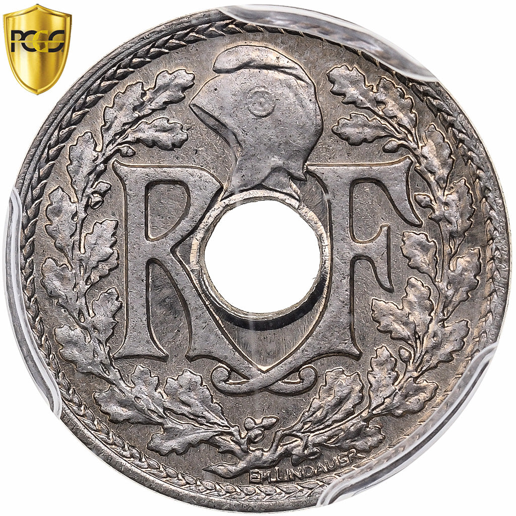 France, 5 Centimes, Lindauer, 1924, Paris, Cupro-nickel, PCGS, MS65