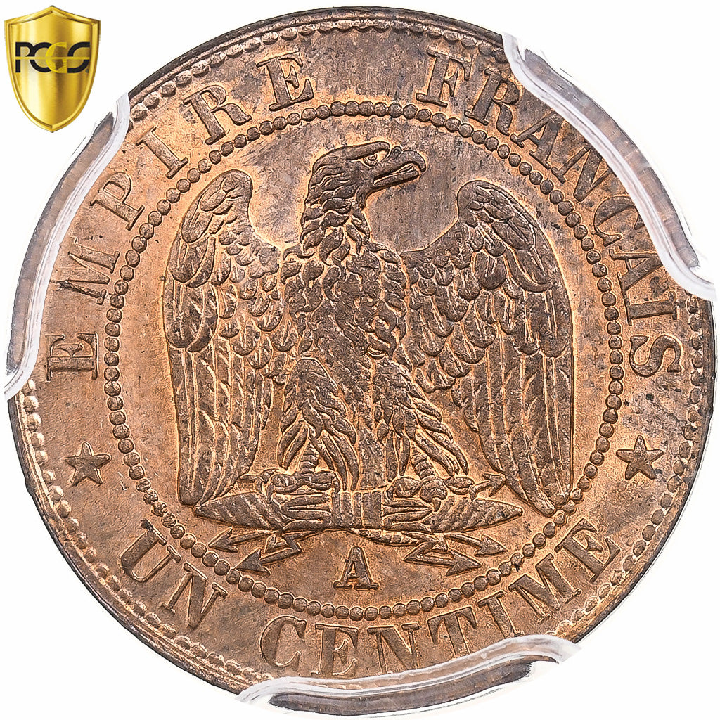 France, Napoléon III, Centime, 1861, Paris, Bronze, PCGS, MS64RD, Gadoury:87