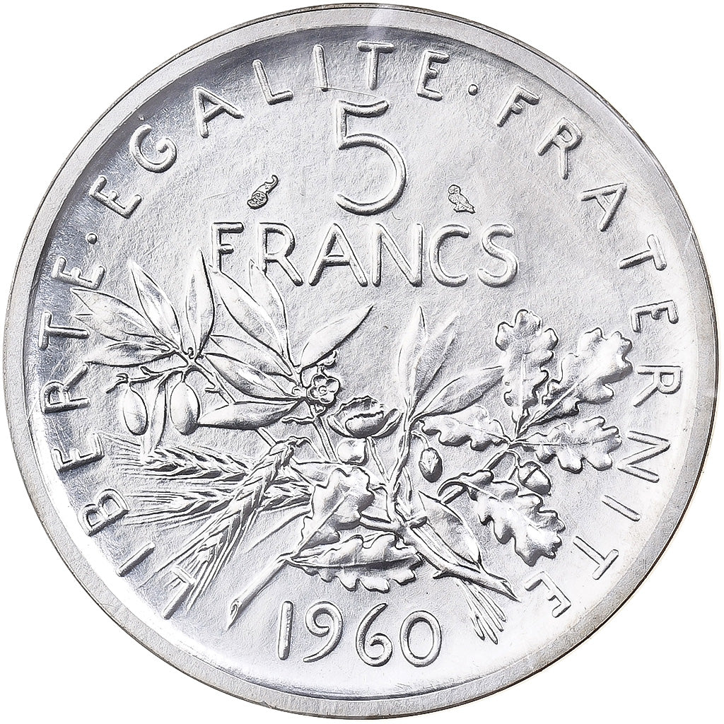 France, 5 Francs, Semeuse, 1960, MDP, Piéfort, Argent, Neuf, Gadoury:153.P1