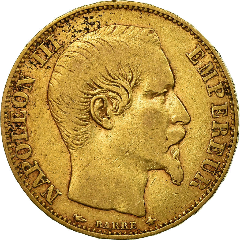 France, 20 Francs, Napoléon III, 1856, Strasbourg, Tête de chien, Or, TB
