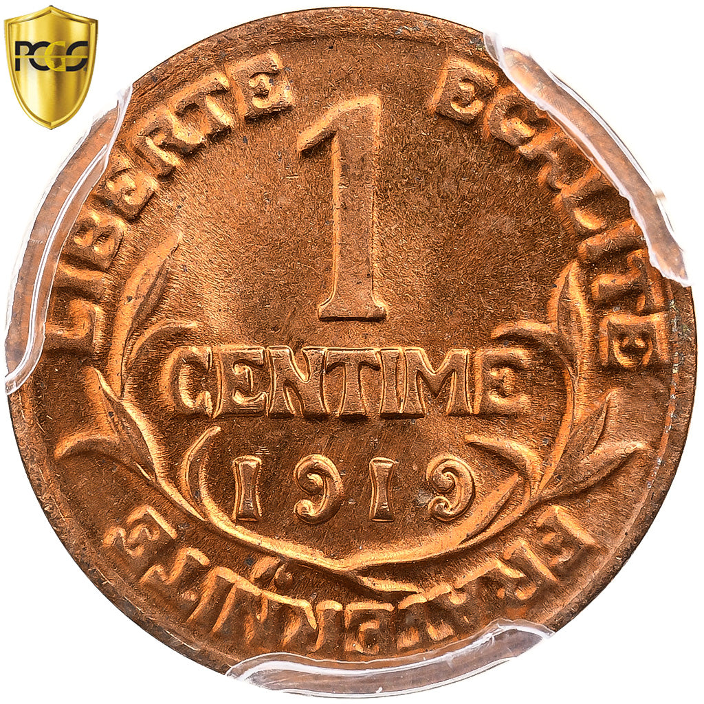 France, Centime, Daniel-Dupuis, 1919, Paris, Bronze, PCGS, MS66RD, Gadoury:90
