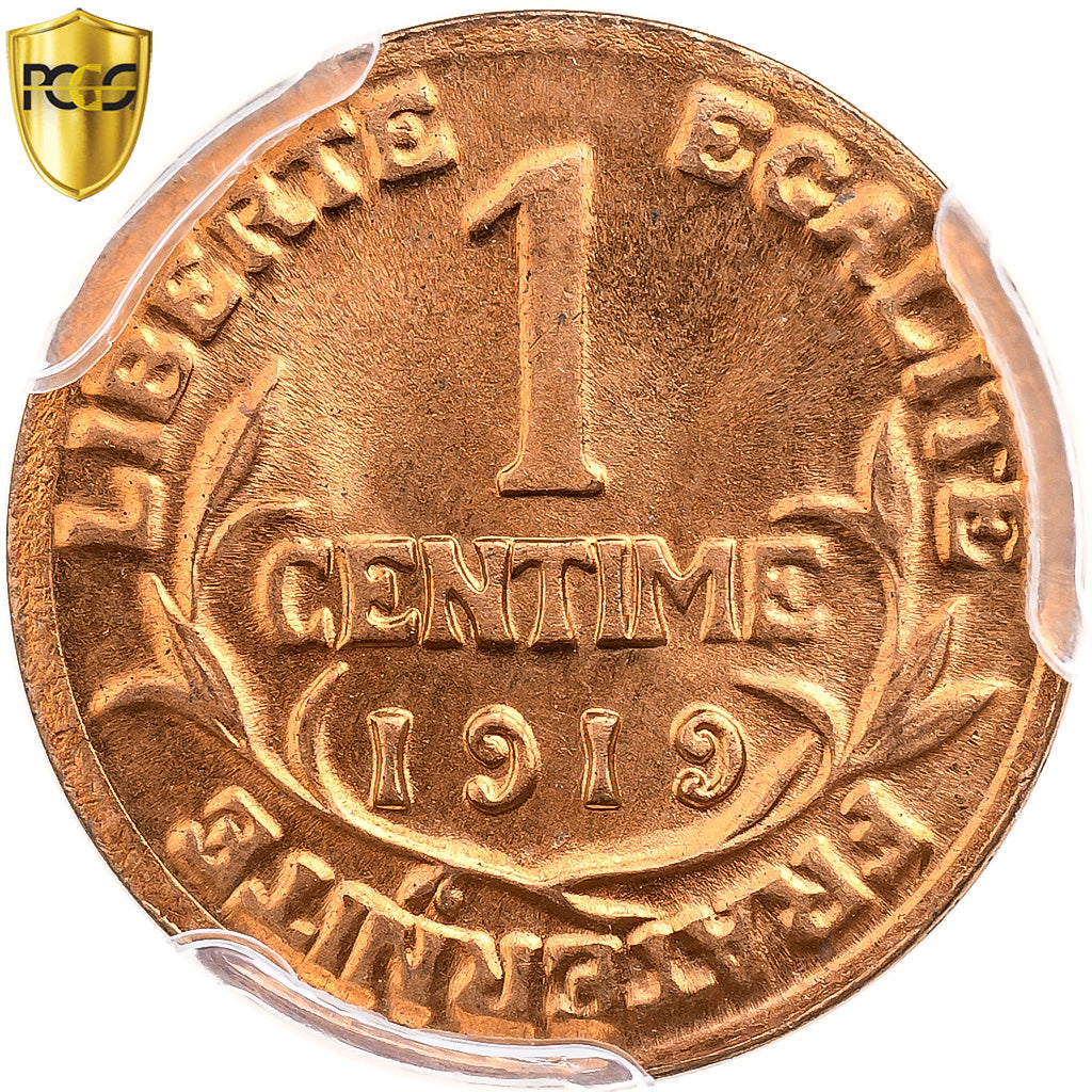 France, Centime, Daniel-Dupuis, 1919, Paris, Bronze, PCGS, MS66RD, KM:840