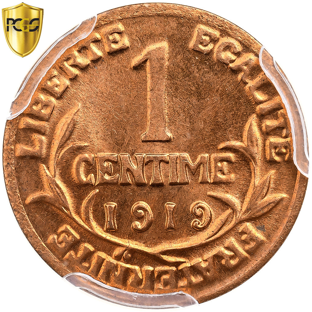 France, Centime, Daniel-Dupuis, 1919, Paris, Bronze, PCGS, MS66RD, Gadoury:90