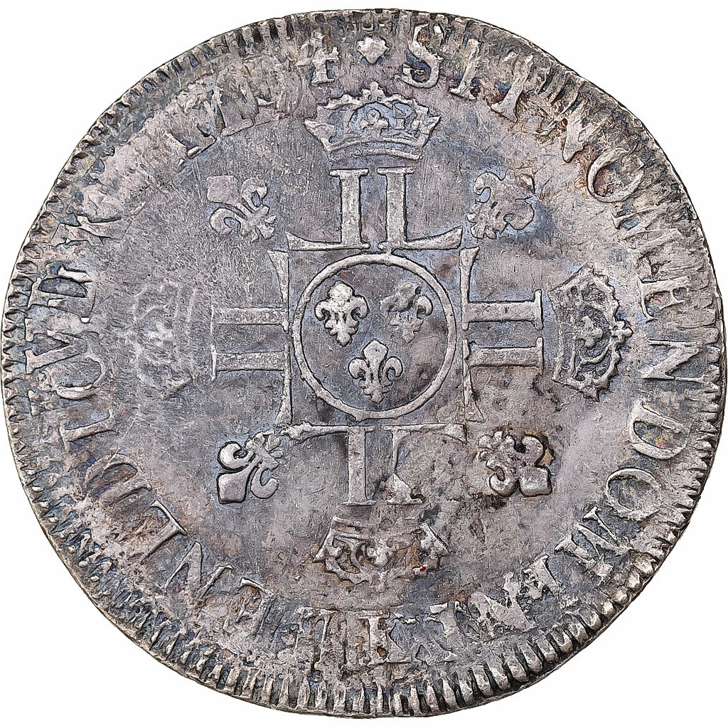 France, Louis XIV, 1/2 écu aux 8L, 2e type, 1704, Bordeaux, reformed, Silver