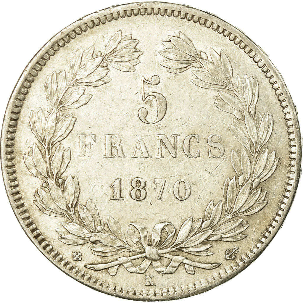 Coin, France, Cérès, 5 Francs, 1870, Bordeaux, Différent Ancre, AU(50-53)