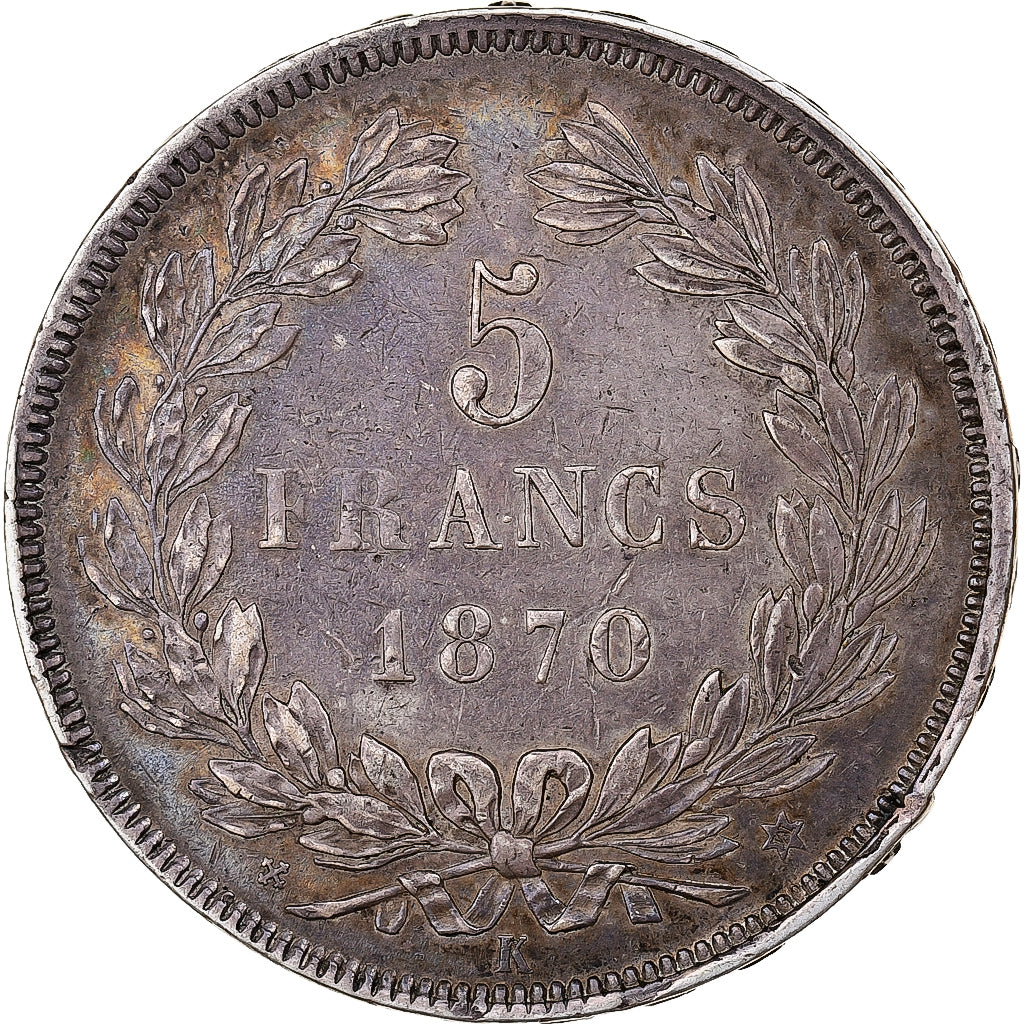 France, 5 Francs, Cérès, 1870, Bordeaux, Silver, EF(40-45), Gadoury:742