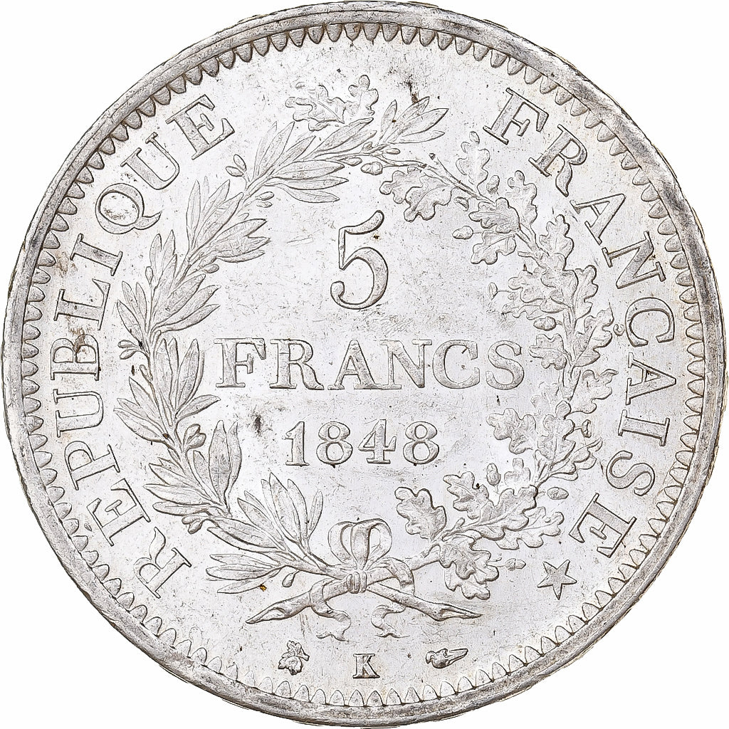 France, 5 Francs, Hercule, 1848, Bordeaux, Silver, AU(55-58), Gadoury:683
