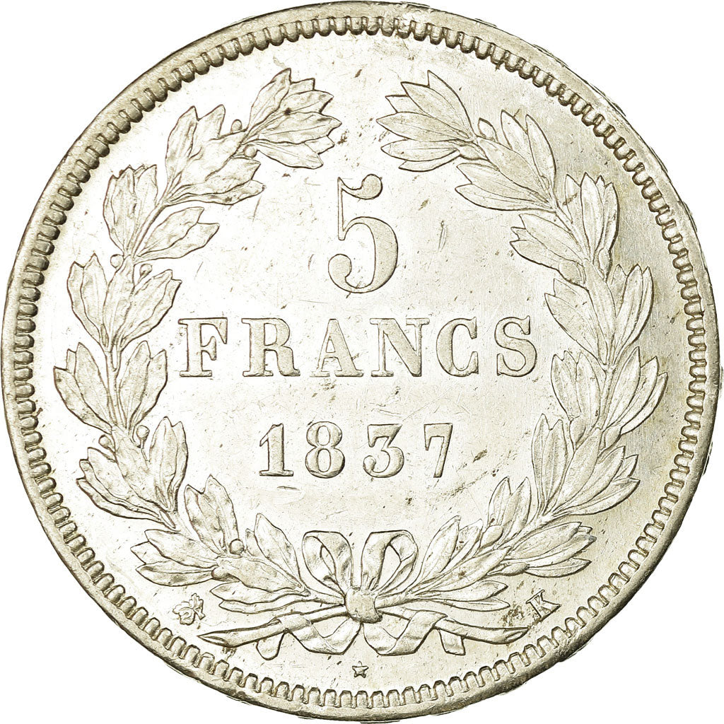 Moneta, Francia, Louis-Philippe, 5 Francs, 1837, Bordeaux, SPL-, Argento