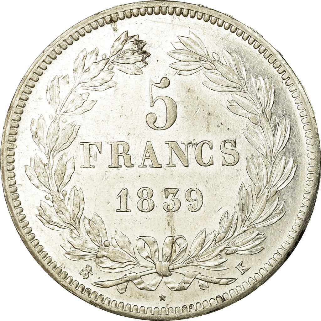 Moneda, Francia, Louis-Philippe, 5 Francs, 1839, Bordeaux, EBC, Plata, KM:749.7