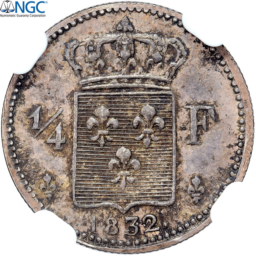 Frankreich, Henri V, 1/4 Franc, 1832, Silber, NGC, MS64, Gadoury:354, KM:22