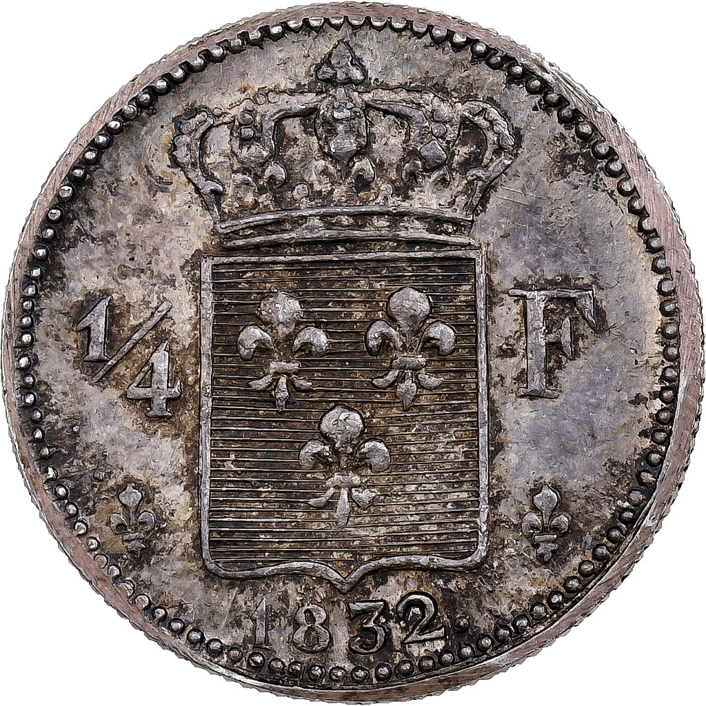 Francia, Henri V, 1/4 Franc, 1832, Plata, NGC, MS64, Gadoury:354, KM:22