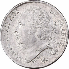 France, Louis XVIII, 1 Franc, 1824, Bordeaux, Silver, AU(55-58), Gadoury:449