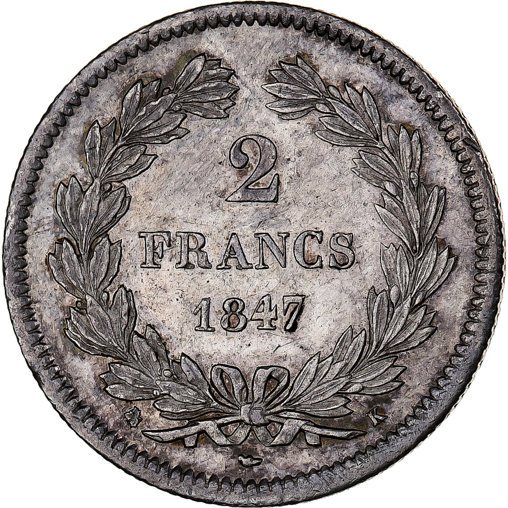 Francia, Louis-Philippe I, 2 Francs, 1847, Bordeaux, Plata, EBC, Gadoury:520