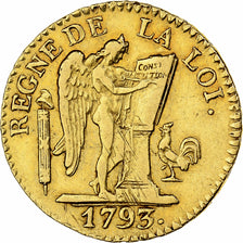 France, 24 Livres, 1793 / AN II, Lyon, Or, TTB, Gadoury:62