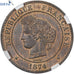 Munten, Frankrijk, Cérès, 5 Centimes, 1874, Paris, GENI, MS62RB, Bronze
