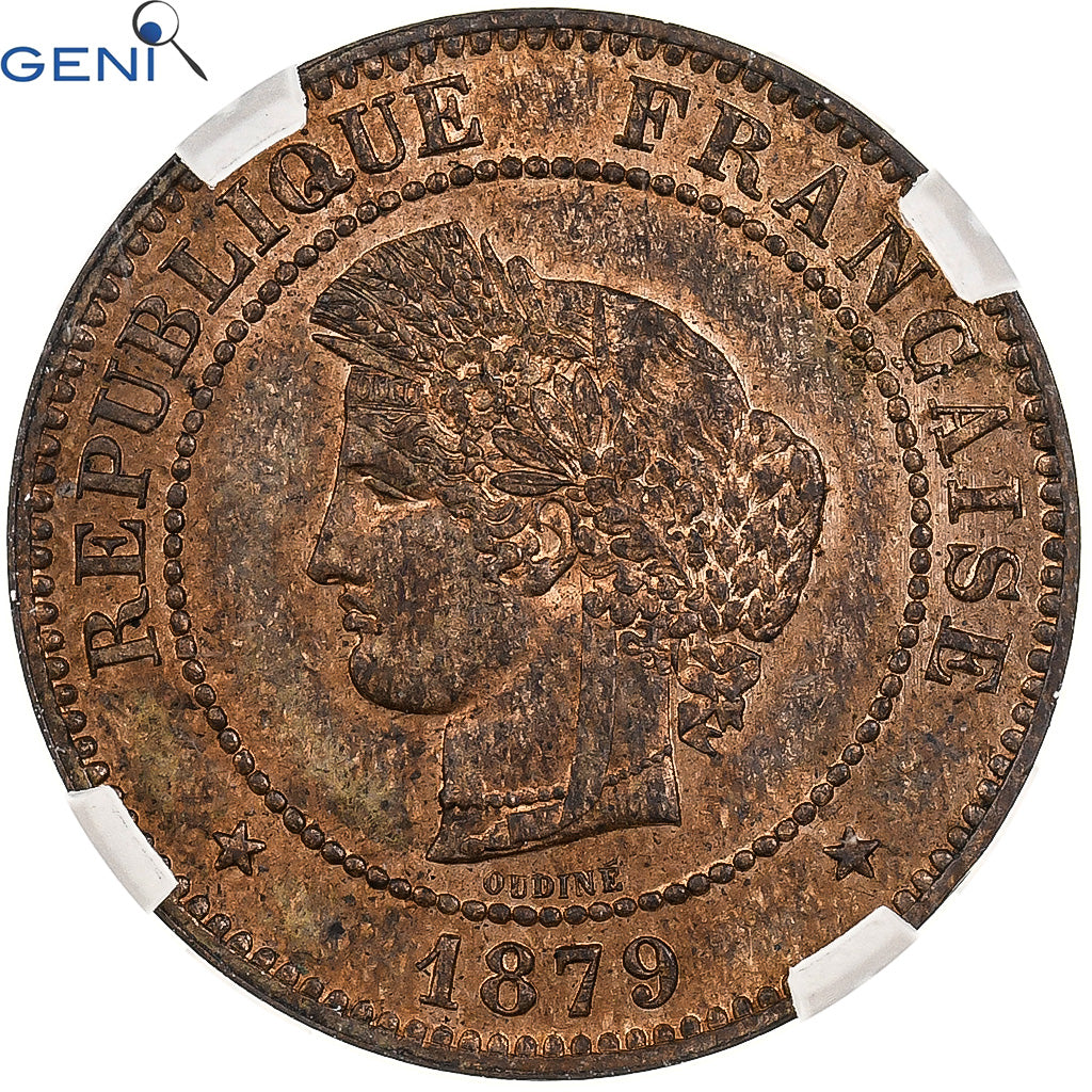 France, 5 Centimes, Cérès, 1879, Paris, Bronze, GENI, UNC Details