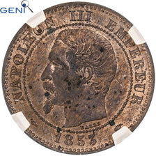 Coin, France, Napoléon III, 2 Centimes, 1853, Paris, GENI, MS62RD, Bronze