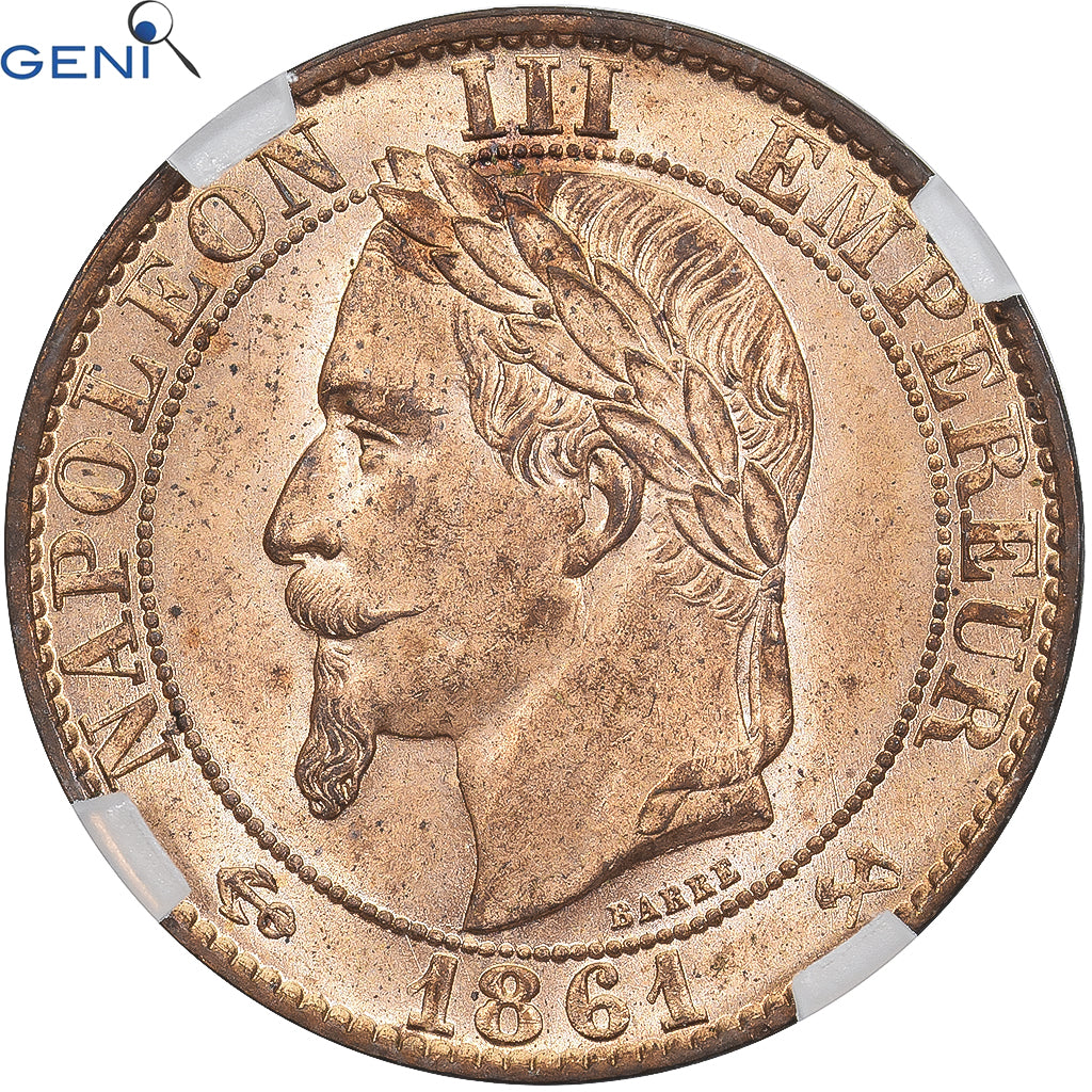 Münze, Frankreich, Napoléon III, 5 Centimes, 1861, Bordeaux, GENI, MS64RD