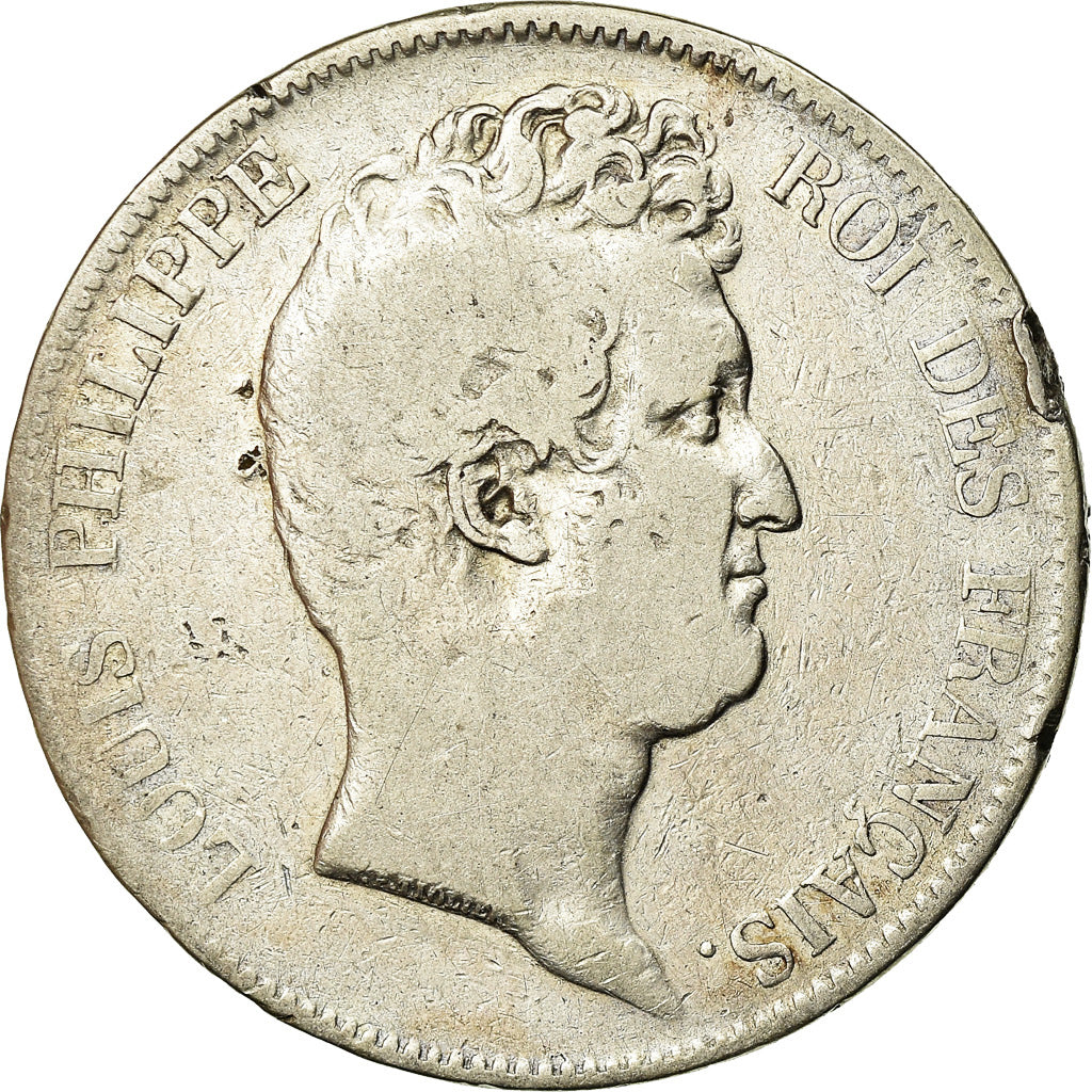 Coin, France, Louis-Philippe, 5 Francs, 1830, Lyon, Sans le I, F(12-15), Silver