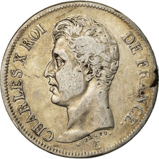 Francia, 5 Francs, Charles X, 1825, Limoges, Plata, BC+, KM:720.6