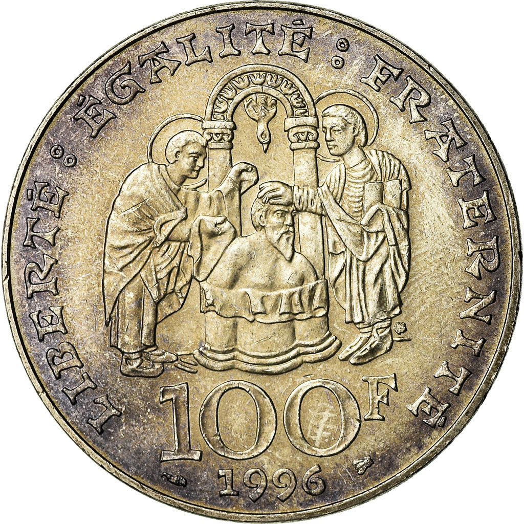 Coin, France, Clovis, 100 Francs, 1996, AU(55-58), Silver, KM:1180, Gadoury:953