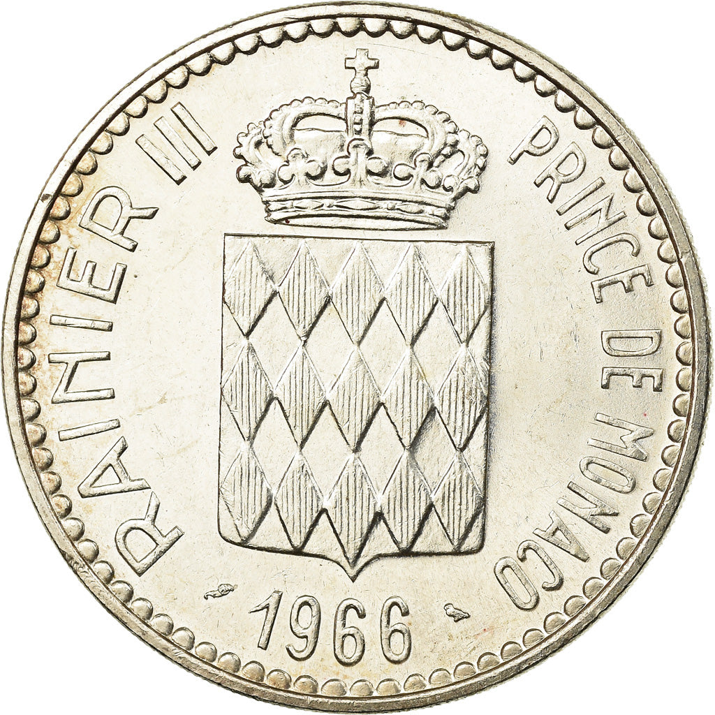 Moneta, Monaco, Rainier III, Charles III, 10 Francs, 1966, SPL-, Argento