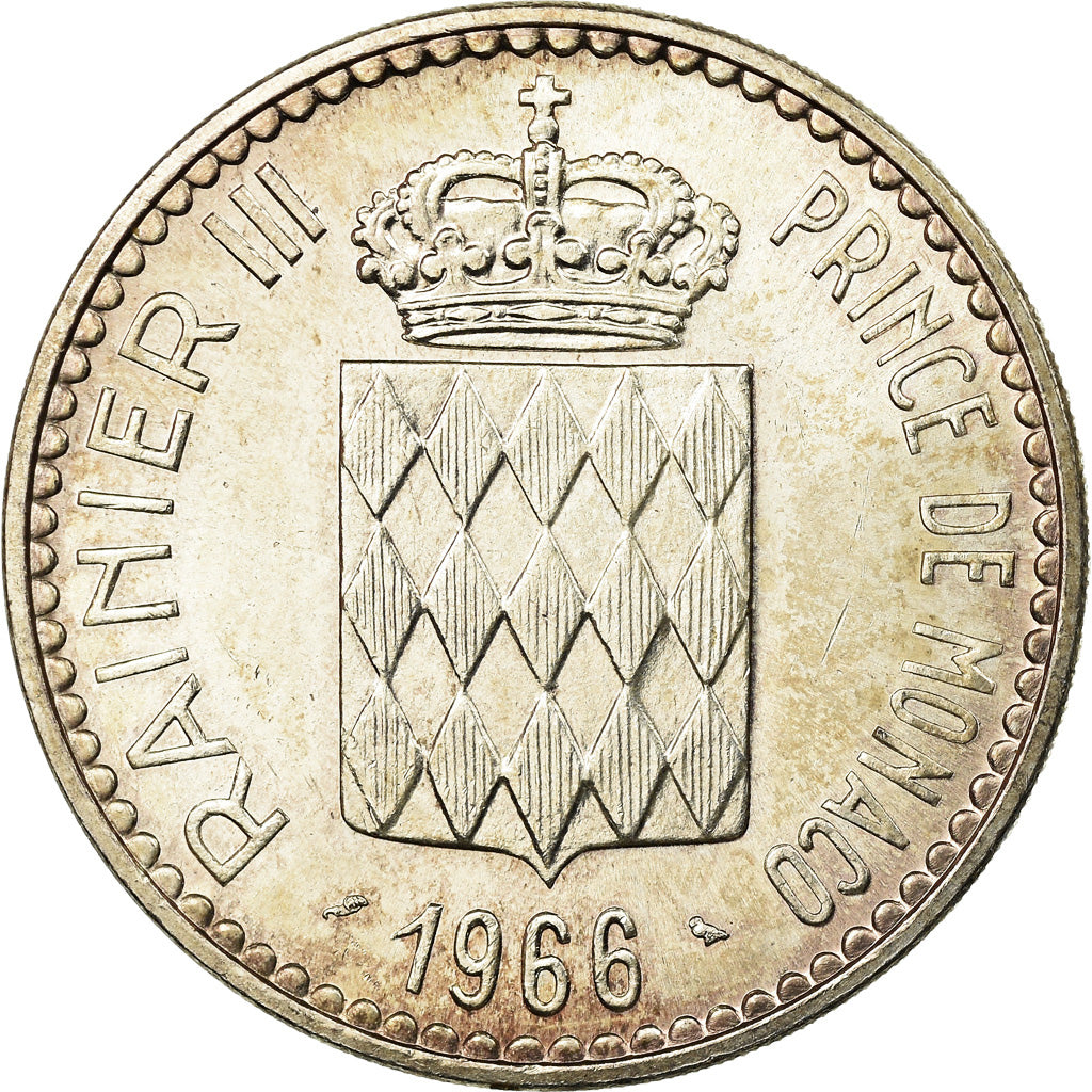 Coin, Monaco, Rainier III, Charles III, 10 Francs, 1966, AU(55-58), Silver