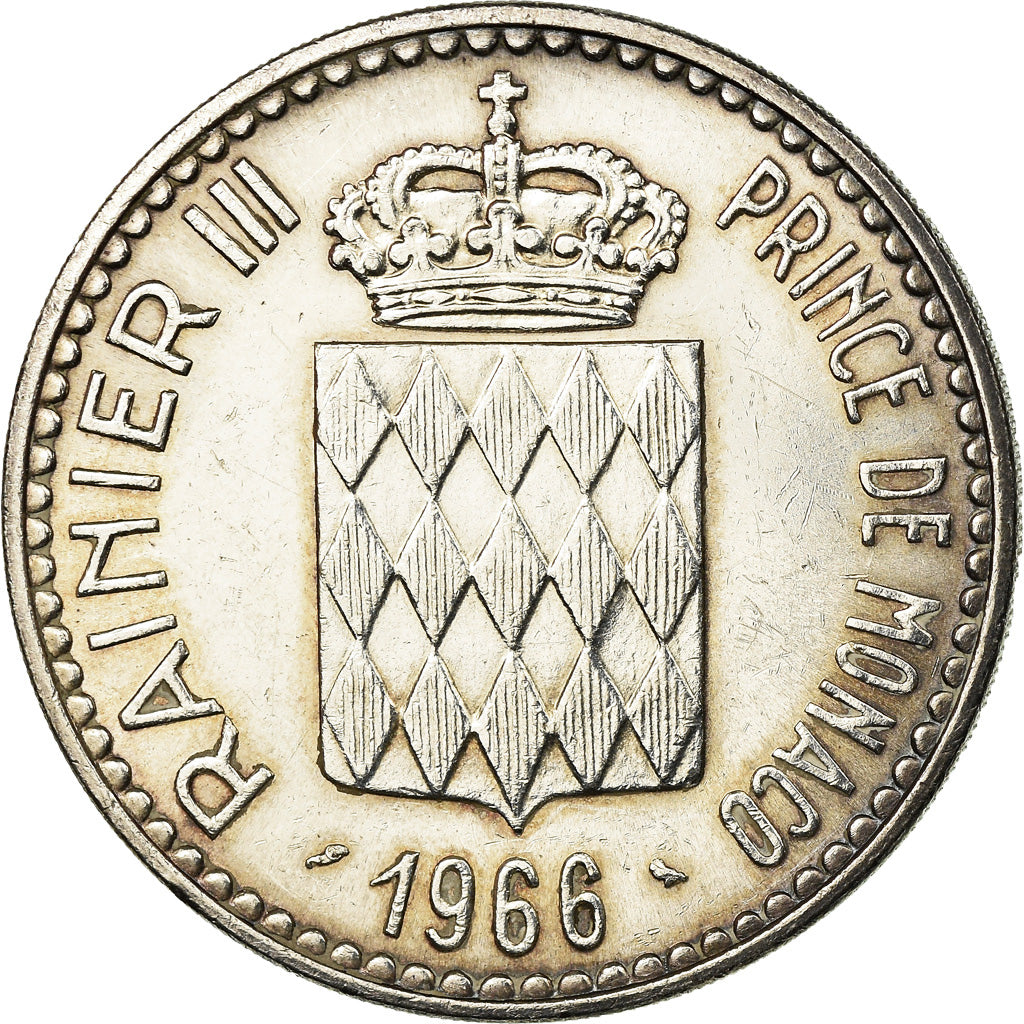 Coin, Monaco, Rainier III, Charles III, 10 Francs, 1966, AU(55-58), Silver