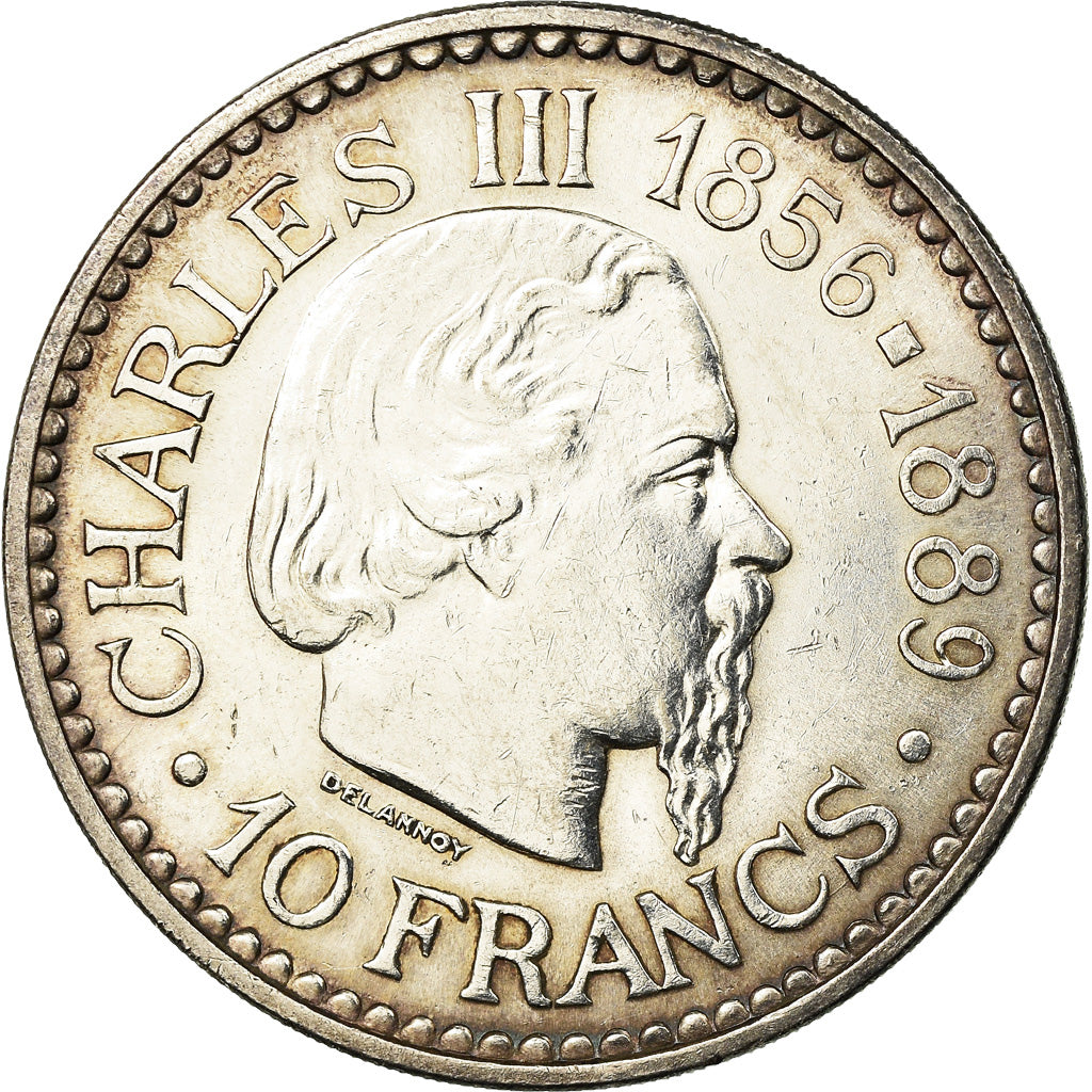 Coin, Monaco, Rainier III, Charles III, 10 Francs, 1966, AU(55-58), Silver