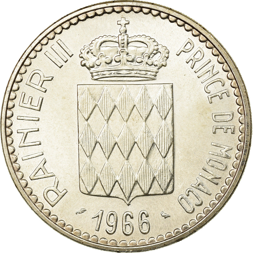 Moneta, Monaco, Rainier III, Charles III, 10 Francs, 1966, SPL-, Argento