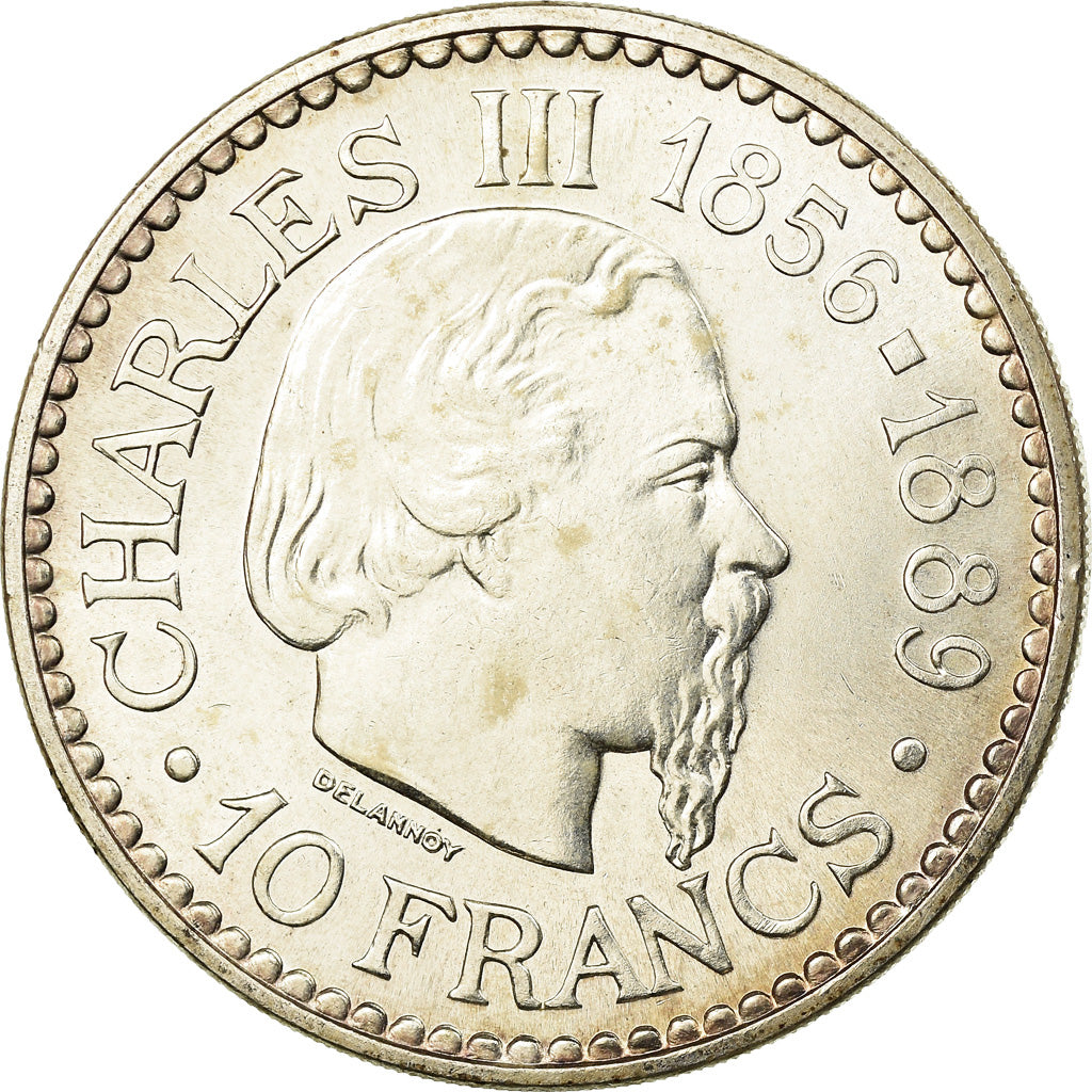 Moneta, Monaco, Rainier III, Charles III, 10 Francs, 1966, SPL-, Argento