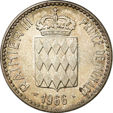 Moeda, Mónaco, Rainier III, Charles III, 10 Francs, 1966, AU(55-58), Prata