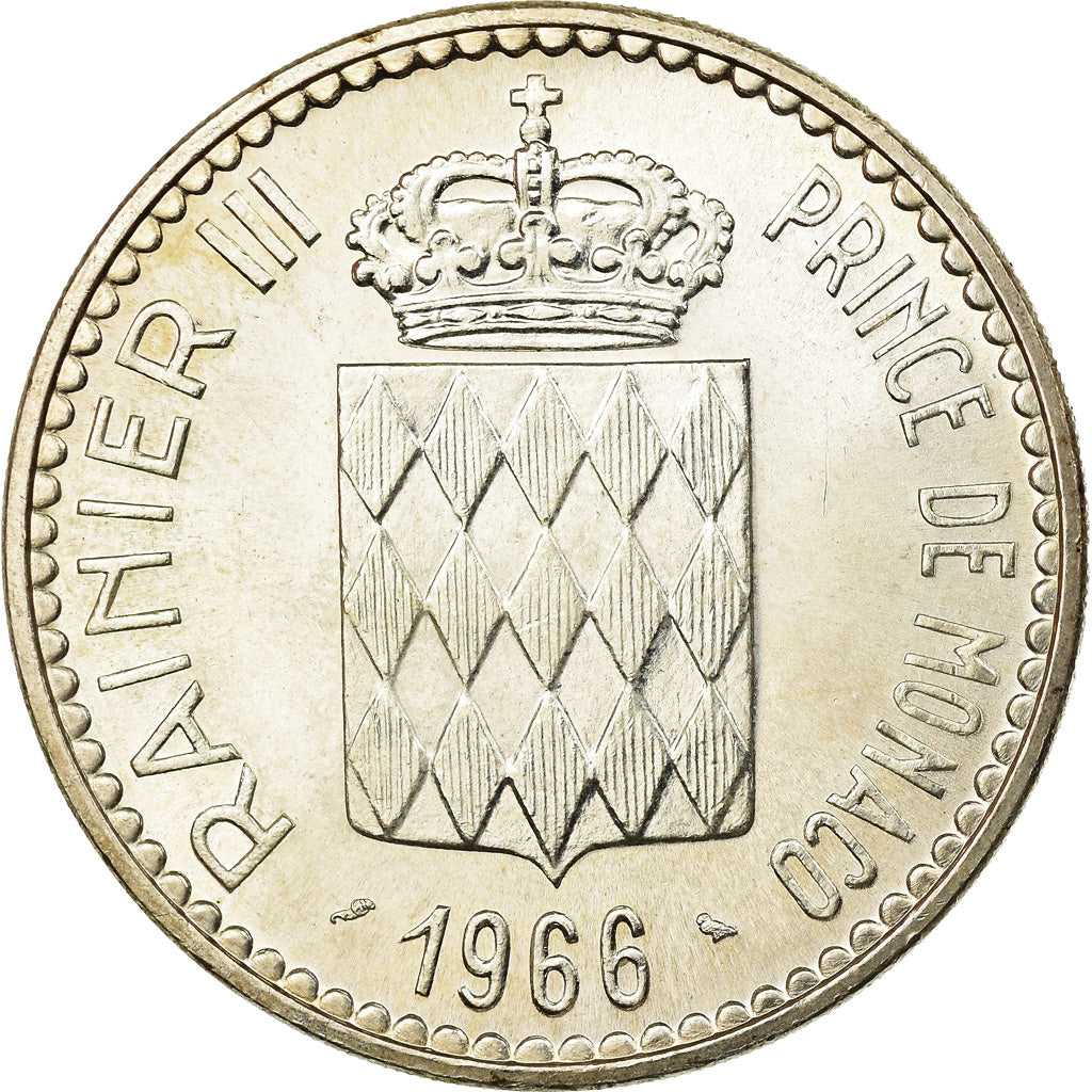 Moneta, Monaco, Rainier III, Charles III, 10 Francs, 1966, SPL-, Argento