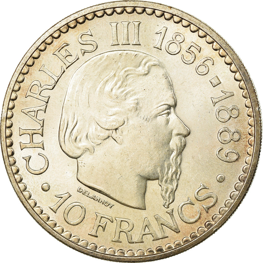 Moneta, Monaco, Rainier III, Charles III, 10 Francs, 1966, SPL-, Argento
