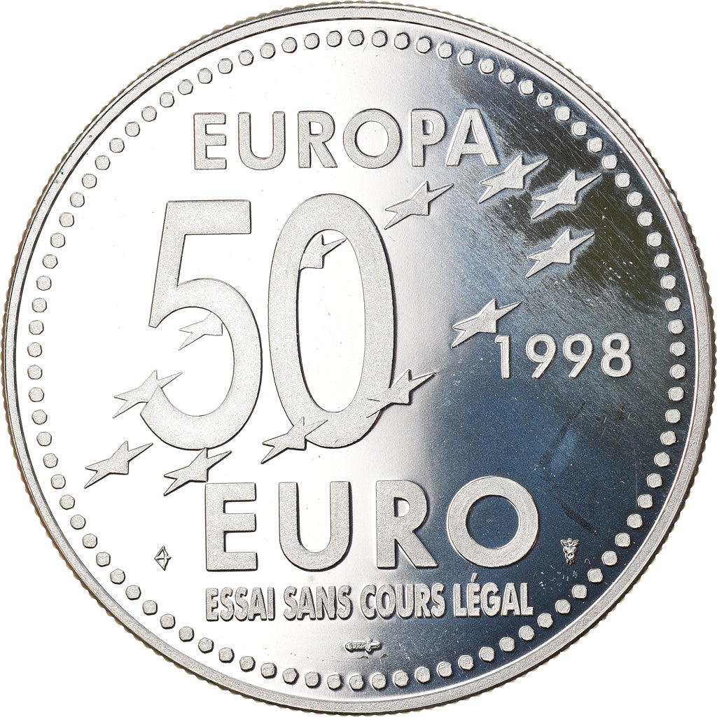 France, Medal, 50 Euro Essai, Europa, Arc de Triomphe, 1998, MS(65-70), Silver