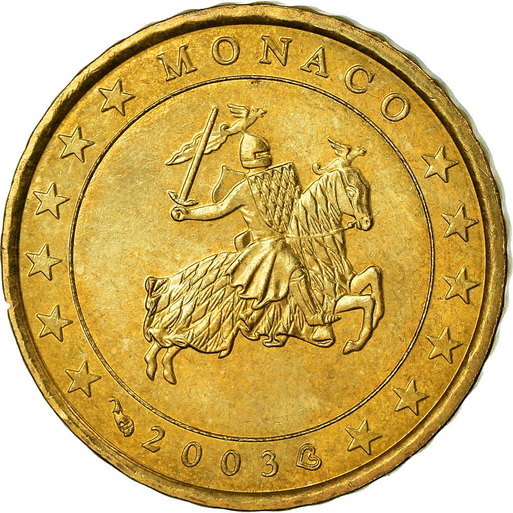 Monaco, 10 Euro Cent, 2003, AU(55-58), Brass, KM:170