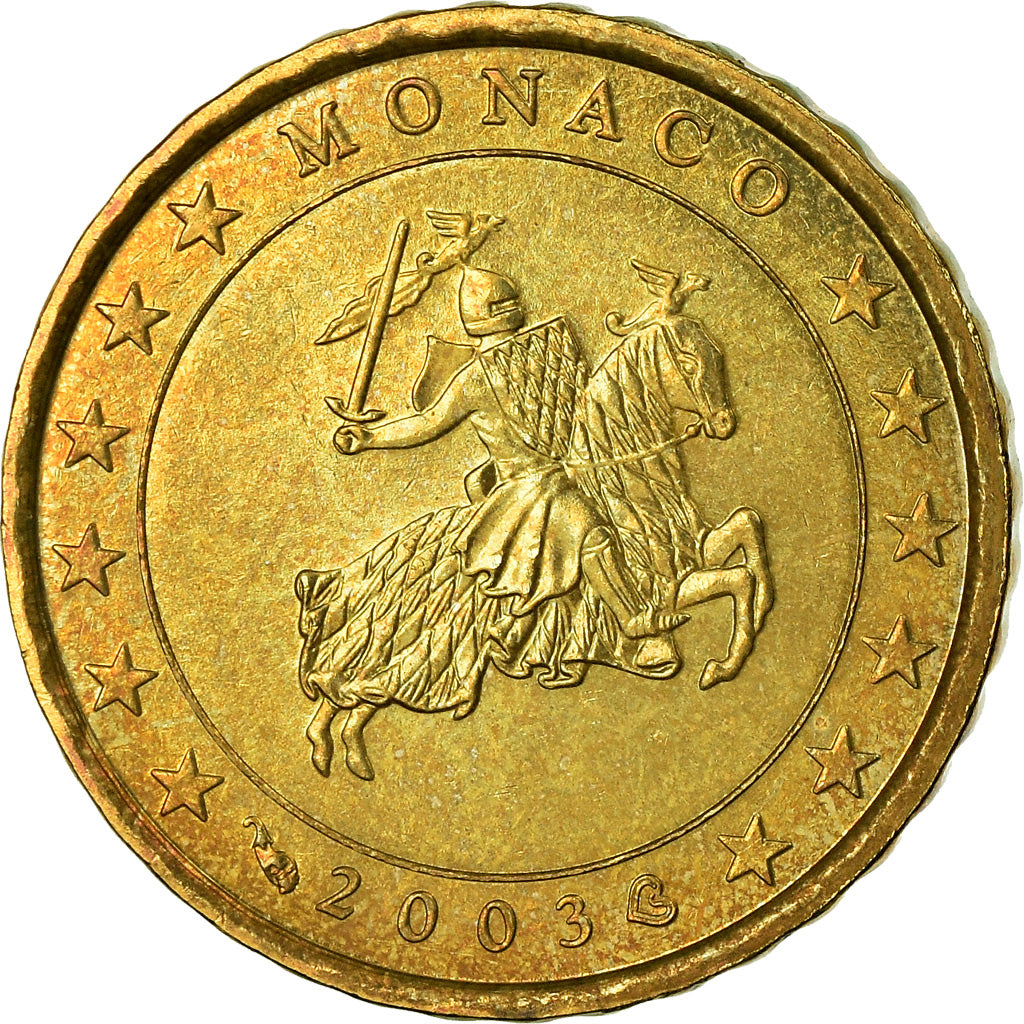 Monaco, 10 Euro Cent, 2003, AU(55-58), Brass, KM:170