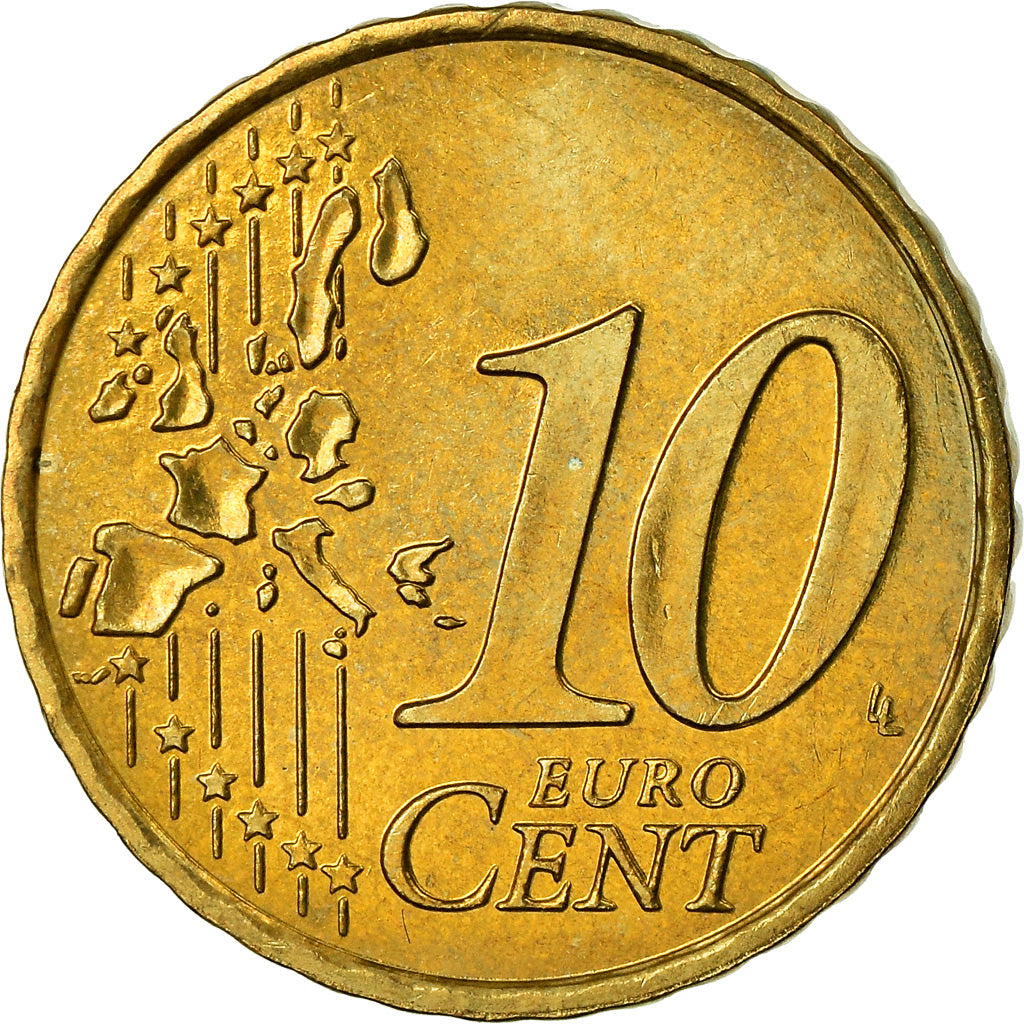 Monaco, 10 Euro Cent, 2003, AU(55-58), Brass, KM:170
