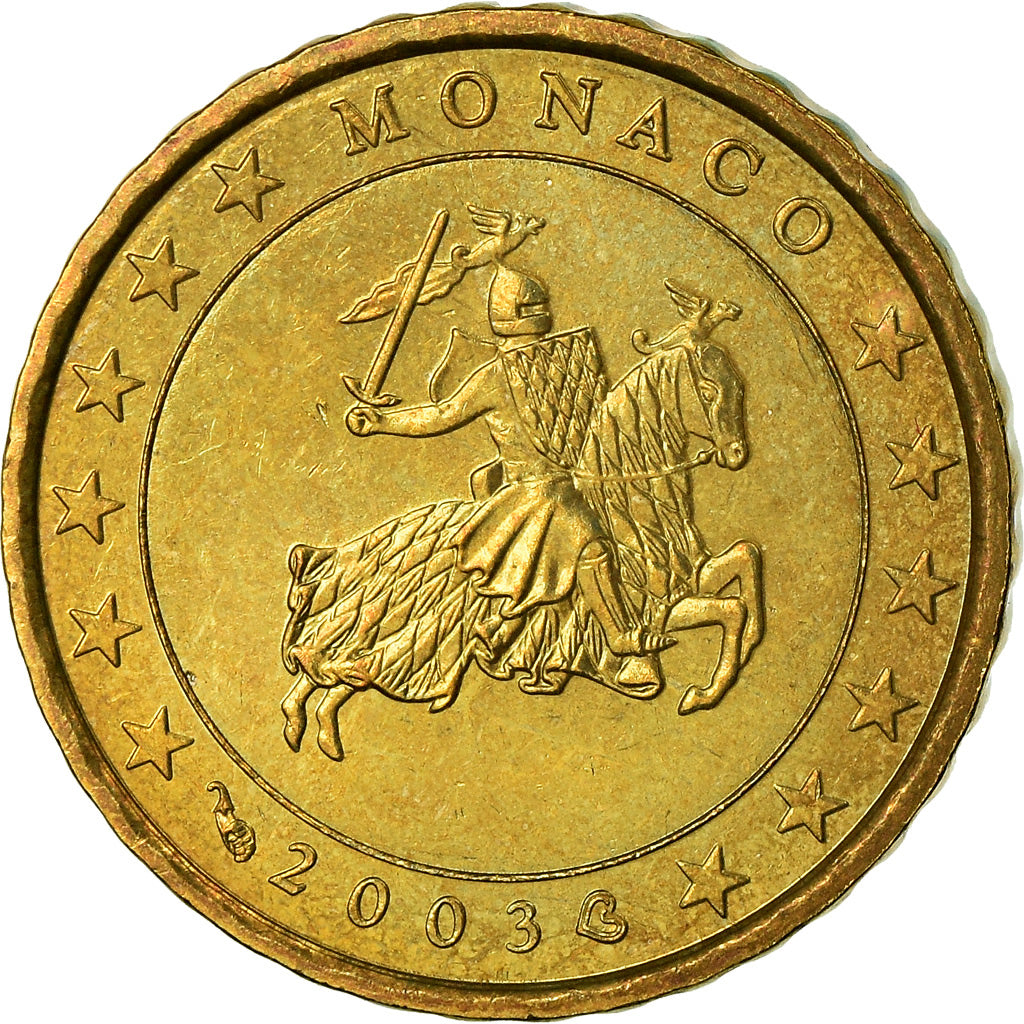 Monaco, 10 Euro Cent, 2003, AU(55-58), Brass, KM:170
