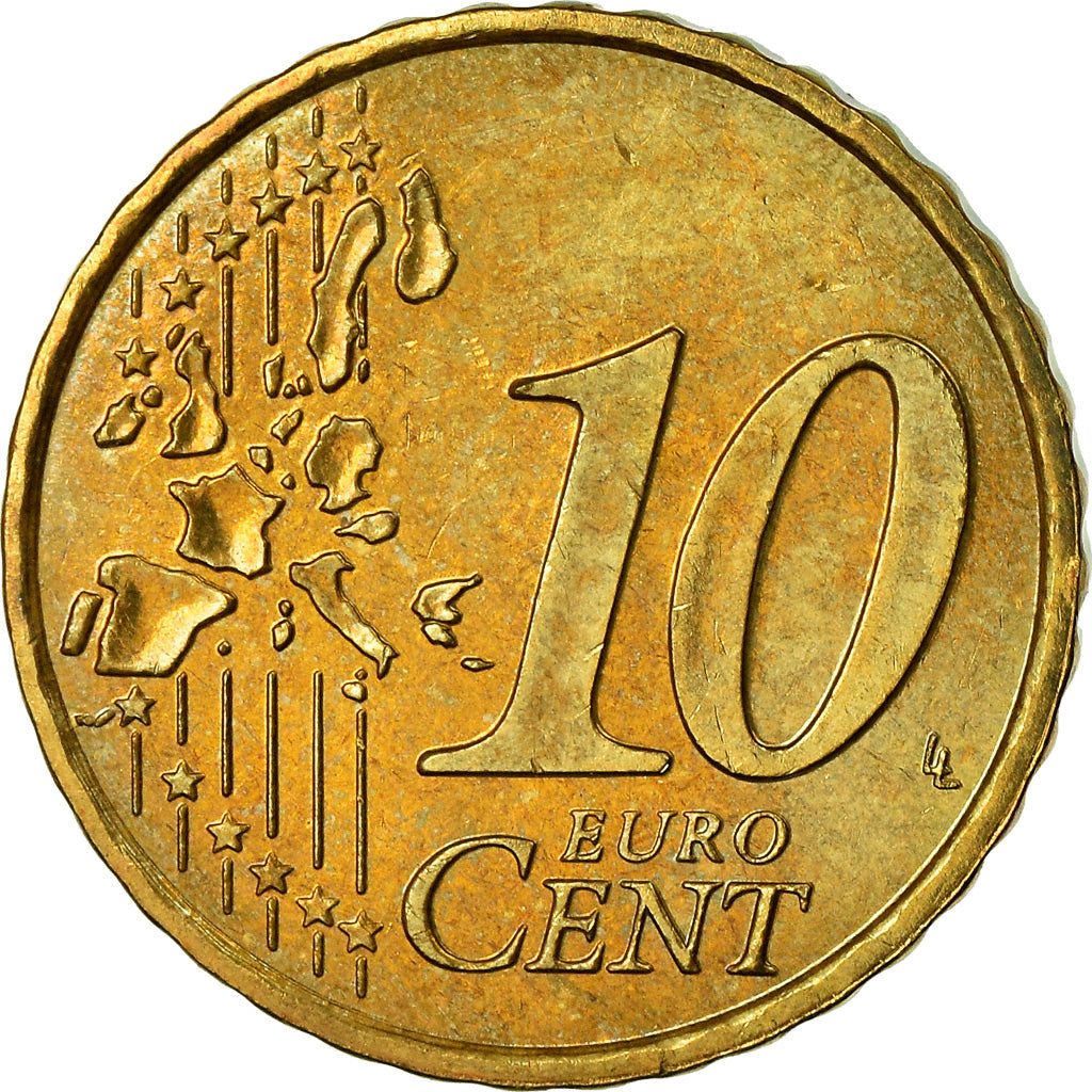 Monaco, 10 Euro Cent, 2003, AU(55-58), Brass, KM:170