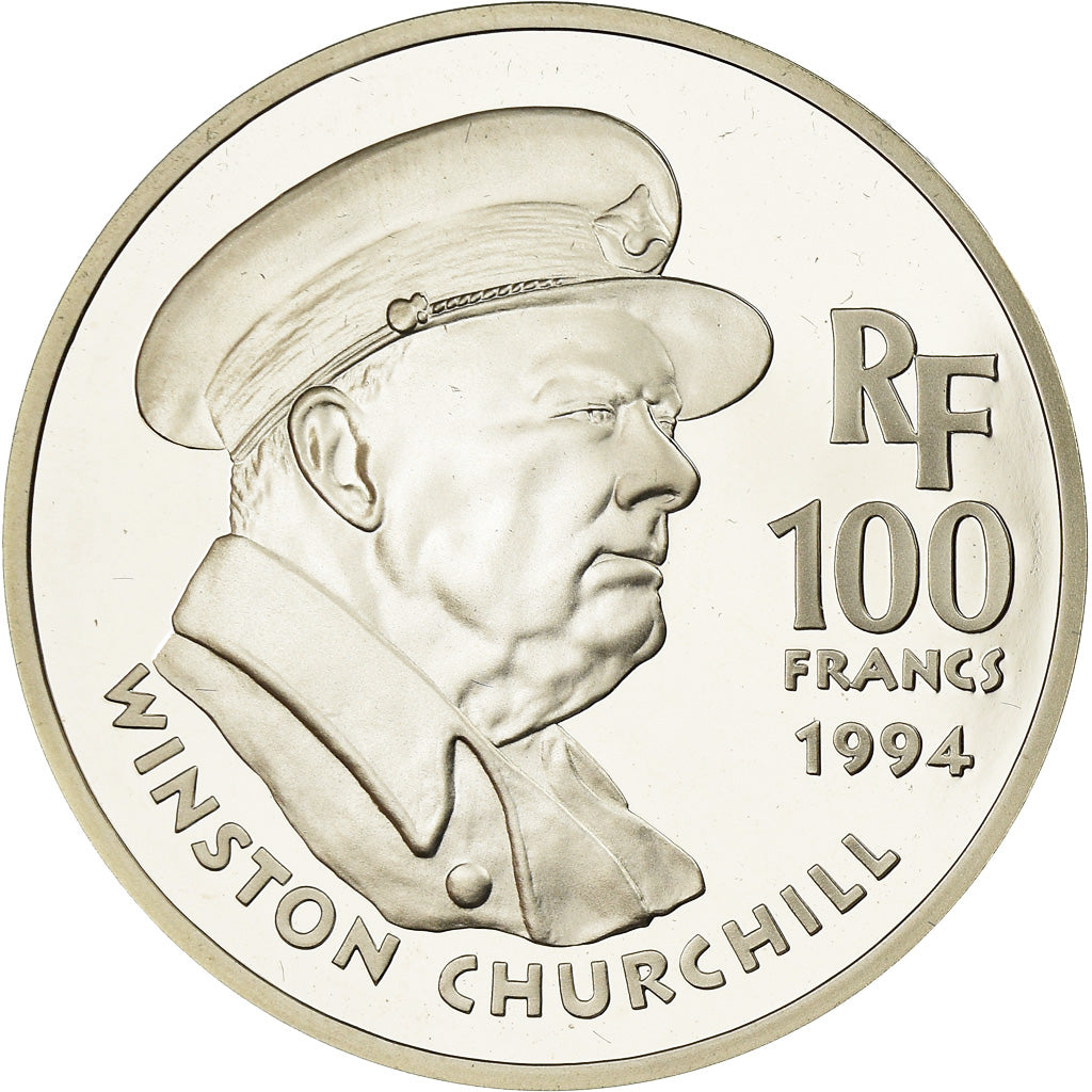 Münze, Frankreich, Churchill, 100 Francs, 1994, BE, STGL, Silber, KM:1037