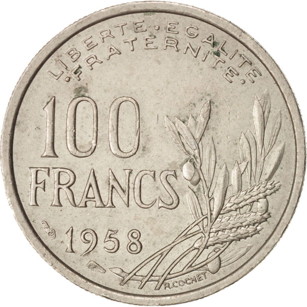 Coin, France, Cochet, 100 Francs, 1958, EF(40-45), Copper-nickel, KM:919.1